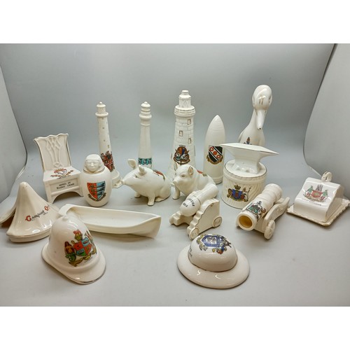 2031 - Seventeen items of crested china including some military