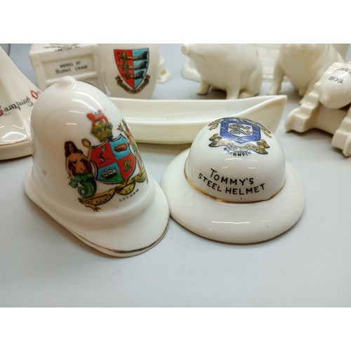 2031 - Seventeen items of crested china including some military