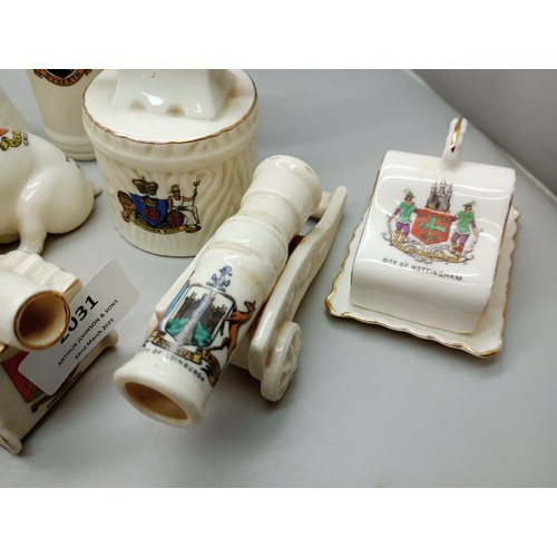 2031 - Seventeen items of crested china including some military