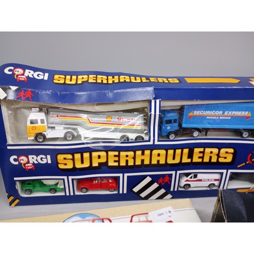 2042 - Three Corgi model sets, Alpine Rally Set, Lifeboats and Superhaulers, Solido Bus Renault and an EFE ... 