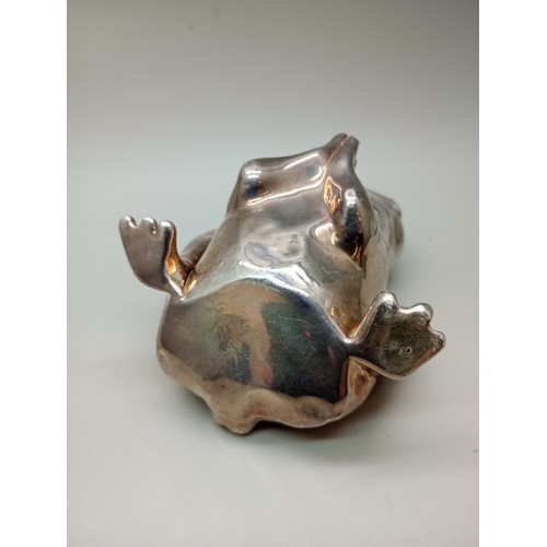 7271 - A silver covered model of a frog, stamped 925, weighted, 150g total, 7.5cm tall