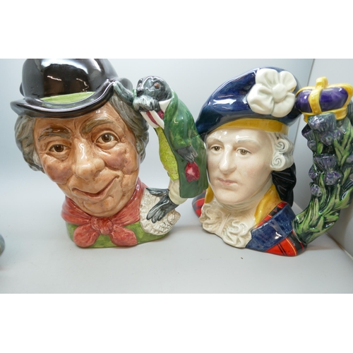 2003 - Four large Royal Doulton character jugs, Bonnie Prince Charlie, Little Mester Museum Piece, King Hen... 