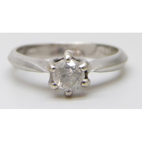 7009 - A 9ct white gold diamond solitaire ring, 2.2g, L