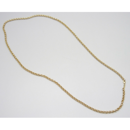 7015 - A 14ct gold belcher chain necklace, 16.8g, 66cm