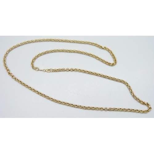 7015 - A 14ct gold belcher chain necklace, 16.8g, 66cm