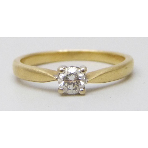 7034B - An 18ct gold diamond solitaire ring, 2.3g, J