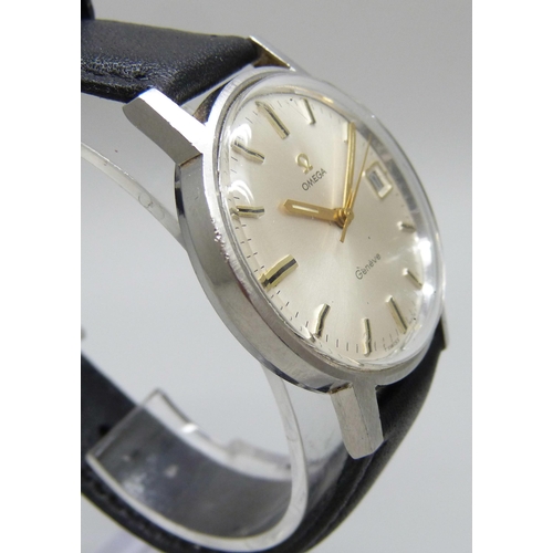 7186 - An Omega Geneve wristwatch with date aperture, 35mm including crown