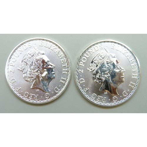 7204 - Two 2020 Britannia 1oz .999 fine silver £2 coins