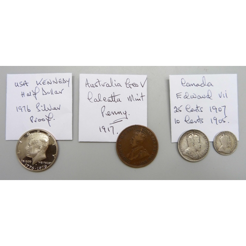 7219 - Coins; Australia George V Calcutta Mint India large size one penny, 1917, very fine condition, USA K... 