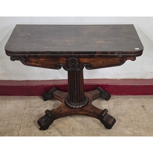 162 - A Regency rosewood D-shaped fold over tea table