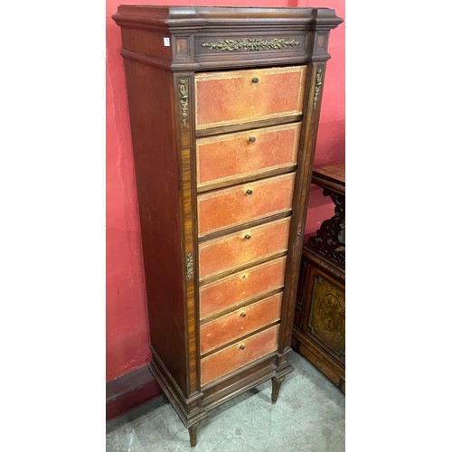 190 - A French Empire style mahogany and gilt metal mounted semainier chest