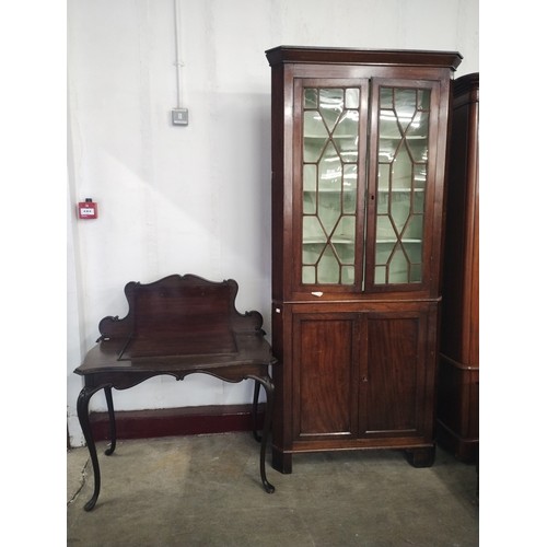 319 - An Edward VII mahogany lady's dressing table and a George III oak freestanding corner cabinet