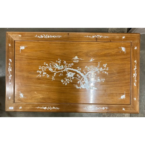 336 - A Chinese hardwood and mother of pearl inlaid rectangular coffee table
