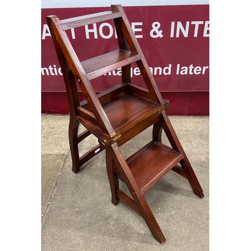 189 - A Victorian style hardwood metamorphic library chair/steps