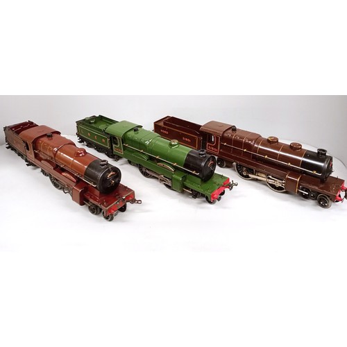 2051 - Three O gauge model railway engines and tenders, 4.4.2 loco Hornby No.3 Type clockwork 1930s - 31801... 