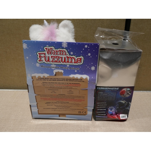 6196 - Animal hottie, Kidkraft Beat Balance board game and a Hoverstar Lumisphere flying orb with LED light... 