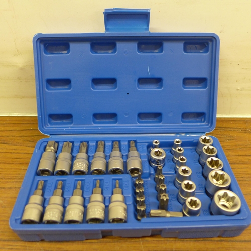 A 34 piece E-torx socket set