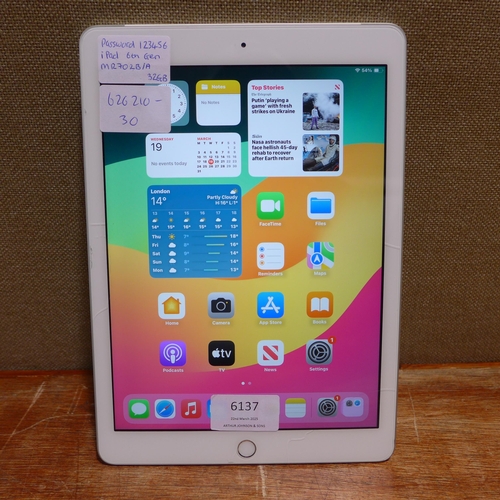 6137 - Apple ipad 6th Generation (model:MR702B/A)  *This lot is subject to VAT