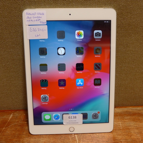 6138 - Apple ipad 6th Generation 32gb (model:MR702B/A)  *This lot is subject to VAT