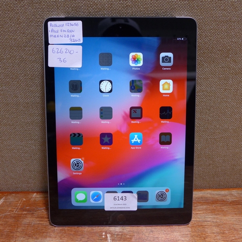 6143 - Apple ipad 6th Generation 32gb (model: MR6N2B/A)  *This lot is subject to VAT