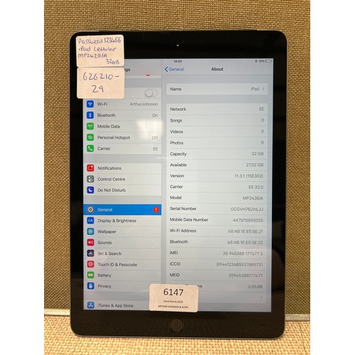 6147 - Applie ipad cellular 32gb (model: MP242B/A)  *This lot is subject to VAT