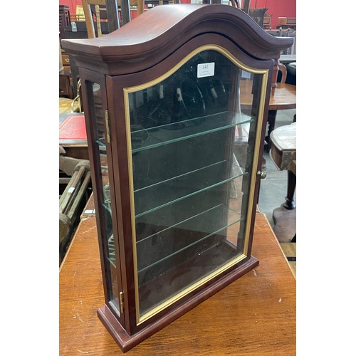 340 - A beech wall hanging display cabinet