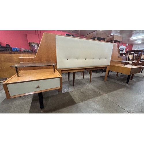 103 - A G-Plan Librenza oak, cream and black headboard