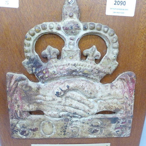 2090 - An 18th century insurance plaque for the Hand-in-Hand Company, established 1696