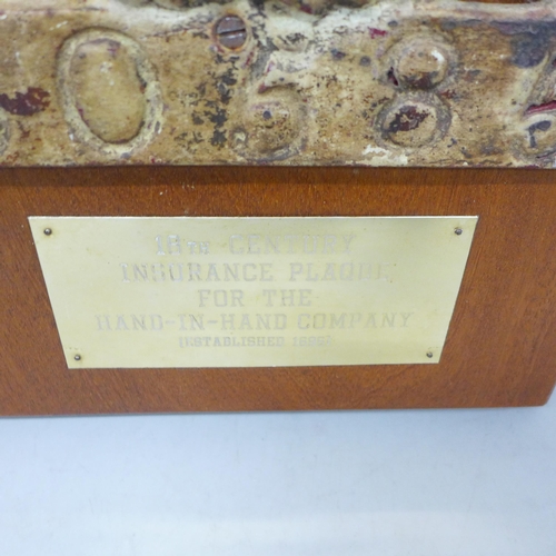 2090 - An 18th century insurance plaque for the Hand-in-Hand Company, established 1696