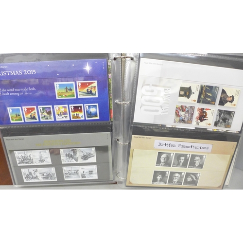 2091 - Stamps; two albums of Royal Mail presentation packs, some examples include Marvel, Aardman, D-Day an... 