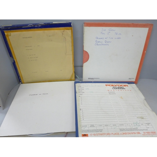 2092 - Music; Cream, Eric Clapton, original studio tapes for Clapton Live, Presence of the Lord, Pearly Que... 
