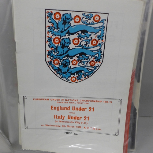 2094 - Football programmes; 1950s, 1960s, Manchester United, England U21, U23, friendlies, other programmes... 