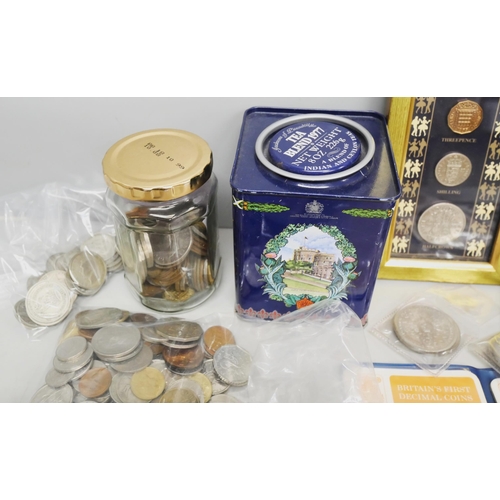 2101 - A collection of British and foreign coins and two bank notes, Dominica and Trinidad and Tobago