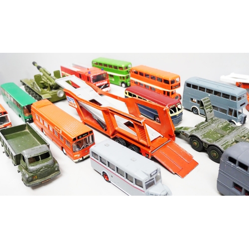2105 - A collection of die-cast model vehicles including three Dinky Toys military vehicles, other Dinky, C... 