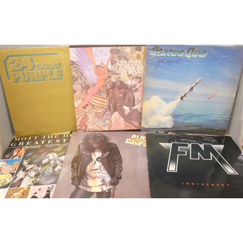 2132 - Twenty-four rock and metal vinyl LP records, including Dire Straits, Yes, Status Quo, Santana, Saxon... 
