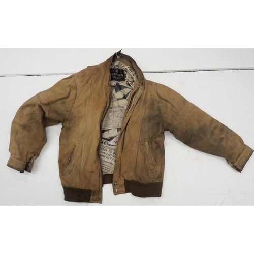 2148 - An Italian sheepskin flying jacket size medium & another small bomber style jacket