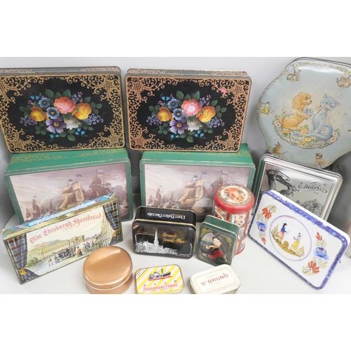 2165 - A collection of vintage tins including three with a collection of buttons