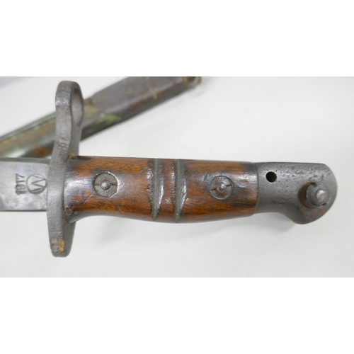 2186 - A US WWI military issue bayonet with scabbard **PLEASE NOTE THIS LOT IS NOT ELIGIBLE FOR IN-HOUSE PO... 