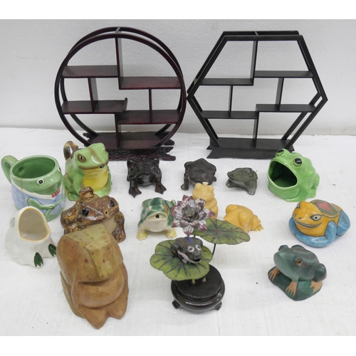 2315 - A large collection of frog figures, including novelty figures, with some display stands