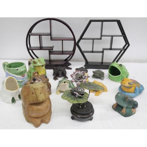 2315 - A large collection of frog figures, including novelty figures, with some display stands