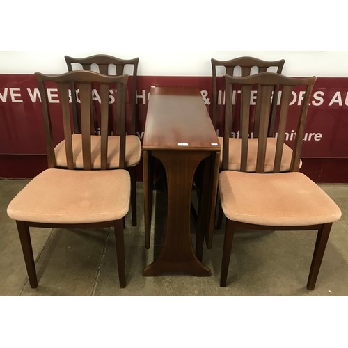 98 - A G-Plan Fresco mahogany drop leaf table and four chairs