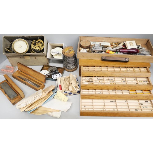 2099 - A collection of clock and watch parts, tools, etc.
