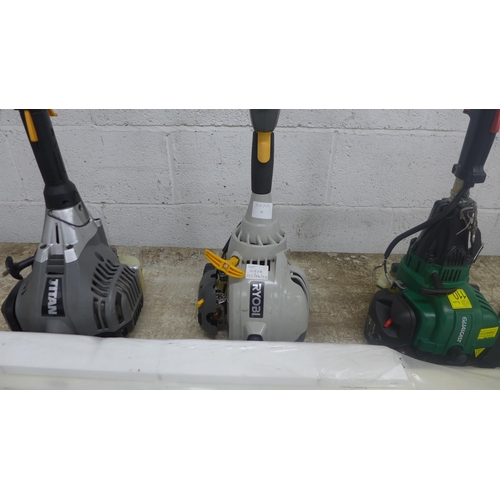 5187 - Three petrol garden tools including Qualcast CDB30A 29.9cc grass strimmer, a Ryobi CS30 strimmer and... 