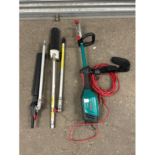 5198A - A Bosch AMW10 240V electric long reach hedge cutter with chainsaw attachment