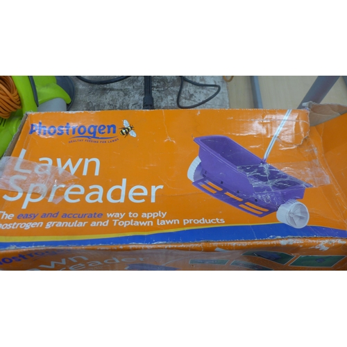 5181 - A green 240V pressure washer and a Worx, 240V garden strimmer and lawn spreader