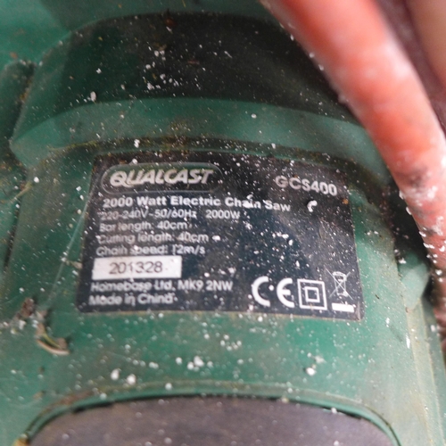 5189 - A Qualcast GCS400 electric chainsaw and a Black and Decker, 240V hedge trimmer