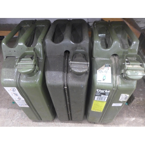 5197 - 3 metal Jerry cans  * Police repossession