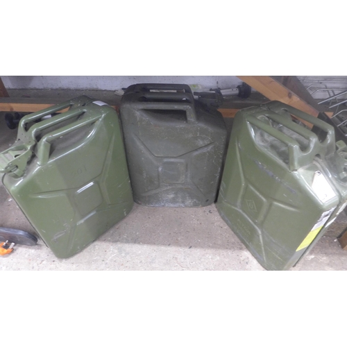 5197 - 3 metal Jerry cans  * Police repossession