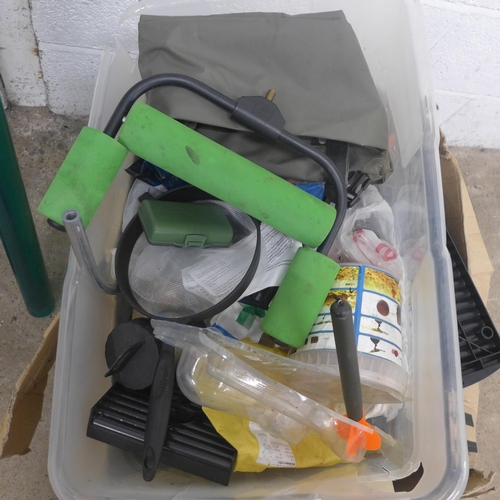 5213 - A large quantity of fishing equipment including various bait, dye, drop zone maker, organiser tray, ... 