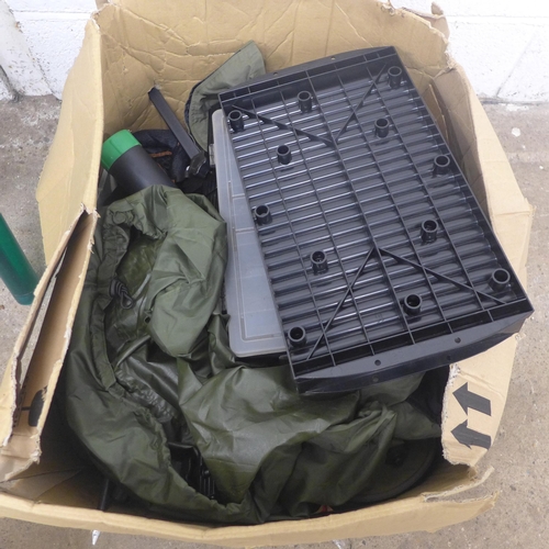 5213 - A large quantity of fishing equipment including various bait, dye, drop zone maker, organiser tray, ... 